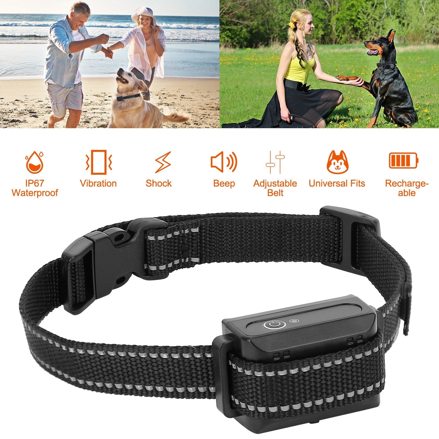 Dog Training Collar Receiver IP67 Waterproof Dog Bark Shock Vibration Beep Receiver Up To 3280ft - Majestic Pet Kingdom