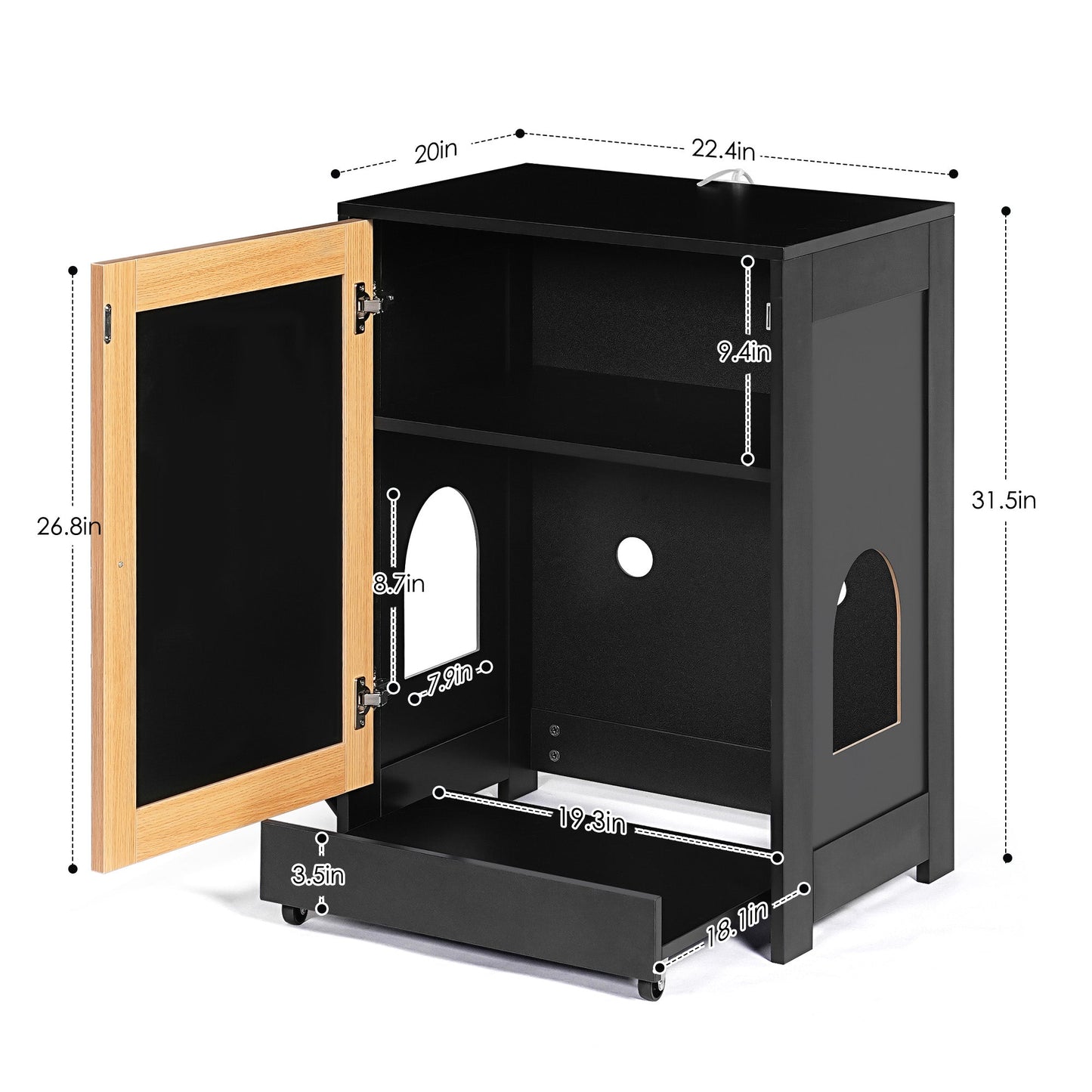 Cat Litter Box Enclosure - Hidden Washroom Side Table