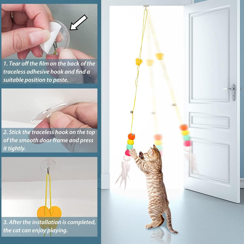 Cat Toys For Indoor Cats Interactive Cat Toys For Indoor Cats 200cm Hanging Cat Toy Self-Excited Retractable Nylon Stress Relief Cat Catnip Swing