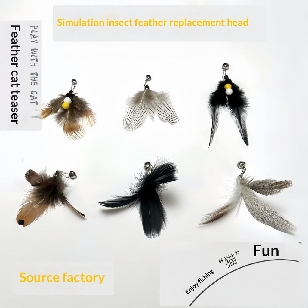 New Insect Feather Replacement Head Bell Cat Toy
