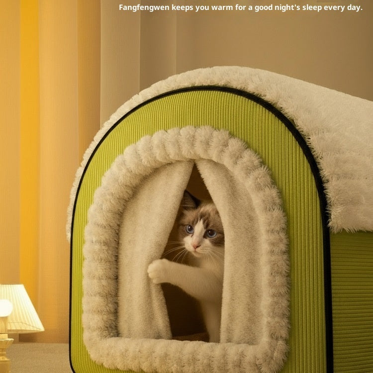 Winter-thickened Four-season Universal Enclosed Cat Bed - Majestic Pet Kingdom