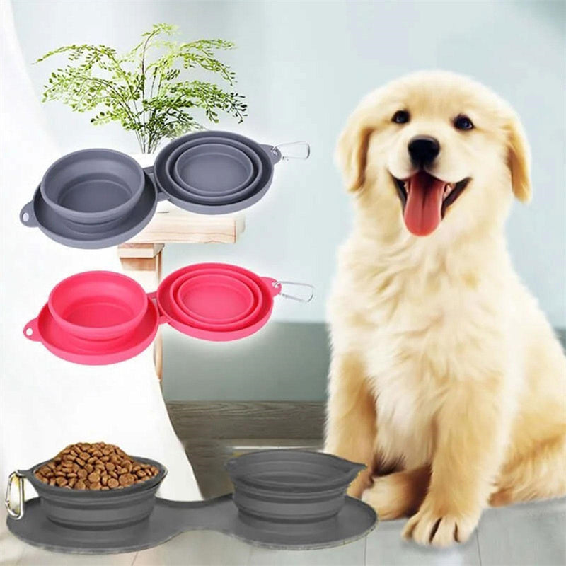 Dog Bowls Foldable Silicone Double Travel Food and Water Dish - Detail Angle 5 | Majestic Pet Kingdom