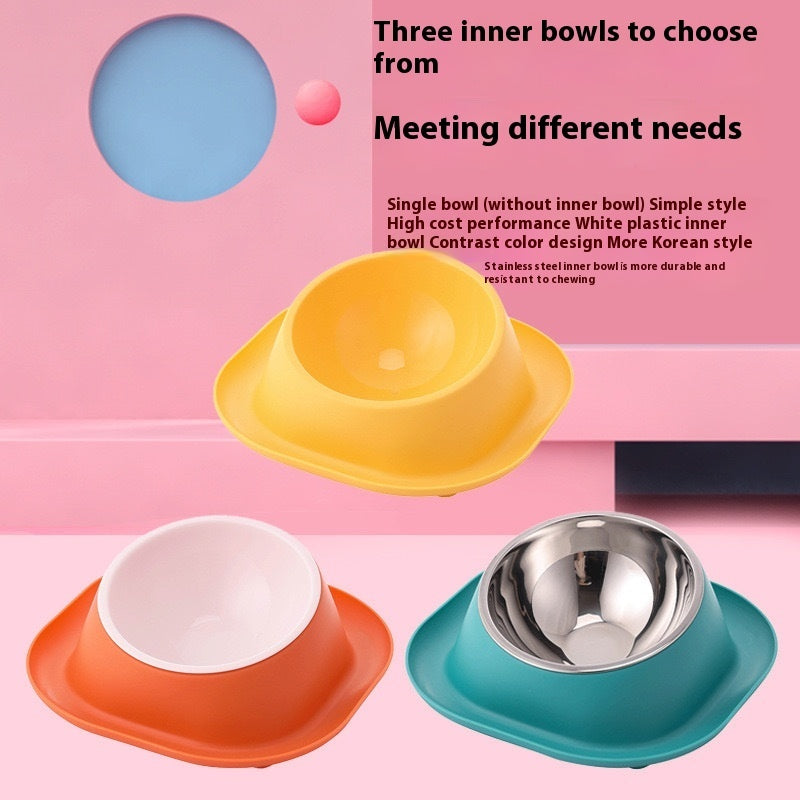 Anti-ant Cat Bowl Stainless Steel Oblique Mouth Anti-leakage Cat Food Holder Anti-tumble Pet Supplies - Majestic Pet Kingdom