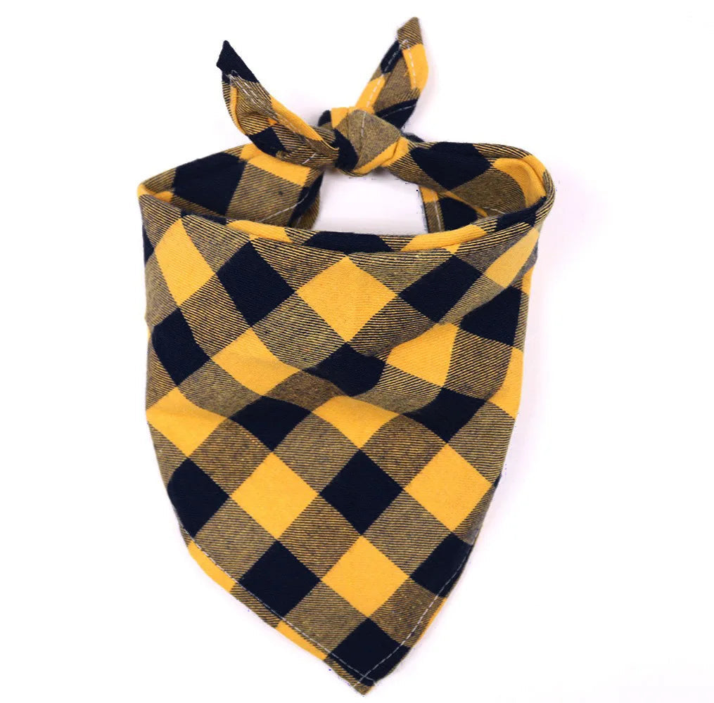 Dog Bandana Plaid Cotton Triangle Scarf & Bow Tie Collar Large - Detail Angle 6 | Majestic Pet Kingdom