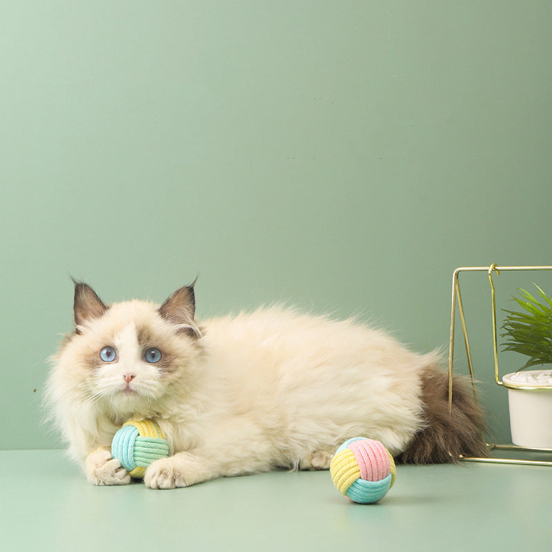 Handmade Cat Hair Ball Plush Cotton Ball To Relieve Boredom Self Training Interactive Toys For Grinding Pet Teeth