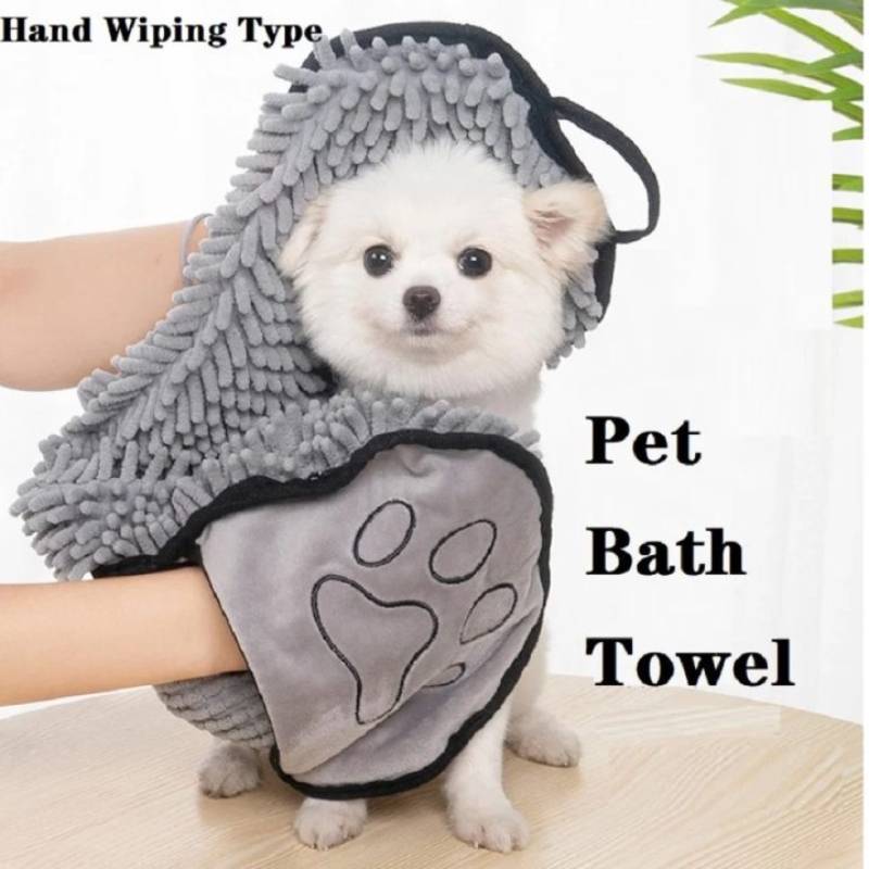 Dog Bath Robe Towel Quick Dry Pet Soft Towel Fiber Absorbent Cat Bath Towel Convenient Pet Cleaning Washcloth Thicken Durable - Majestic Pet Kingdom
