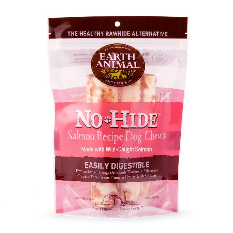 Dog Chews Earth Animal No-Hide Salmon Medium Rolls 2-Pack
