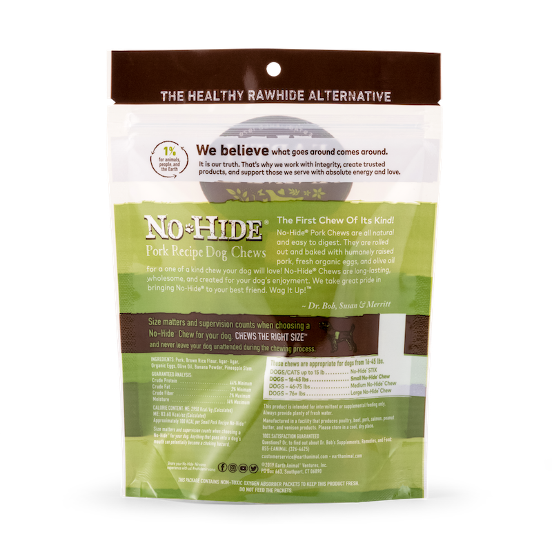 Dog Chews Earth Animal No-Hide Pork Small Chewing Rolls 2pk