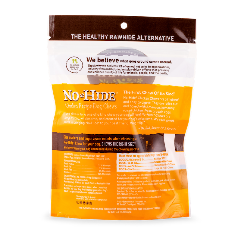 Dog Chews Earth Animal No-Hide Chicken Small Rolls 2pk 2.4oz