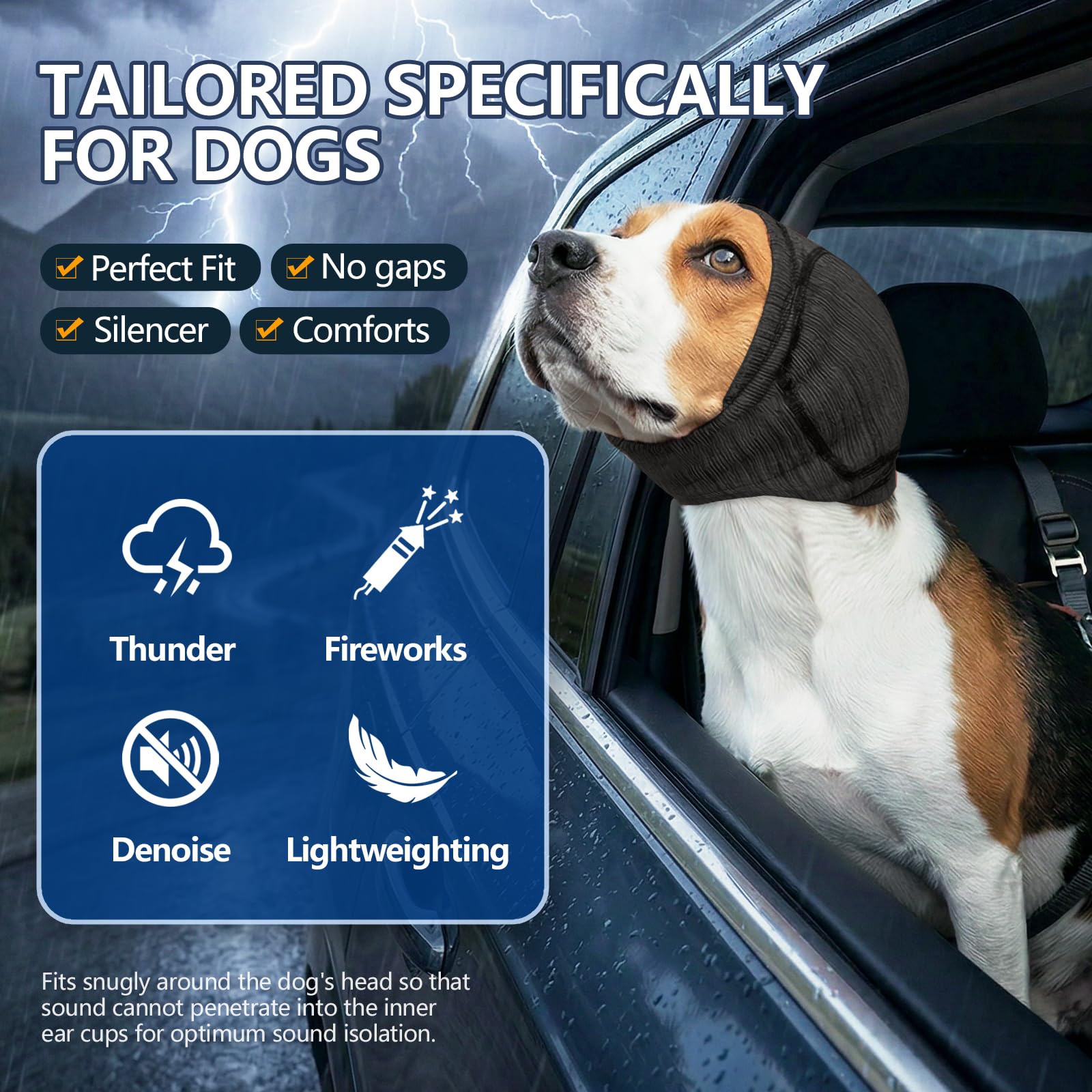 Soft Dog Ear Cover For Loud Noises,Thunderstorm&Fireworks-Dog Ear Wrap Hematoma For Ears Surgery Recovery Prevent Shaking, Scratching-Dogs Head Cover For Bathing, Grooming, Rainy Walks,Swimming - Majestic Pet Kingdom