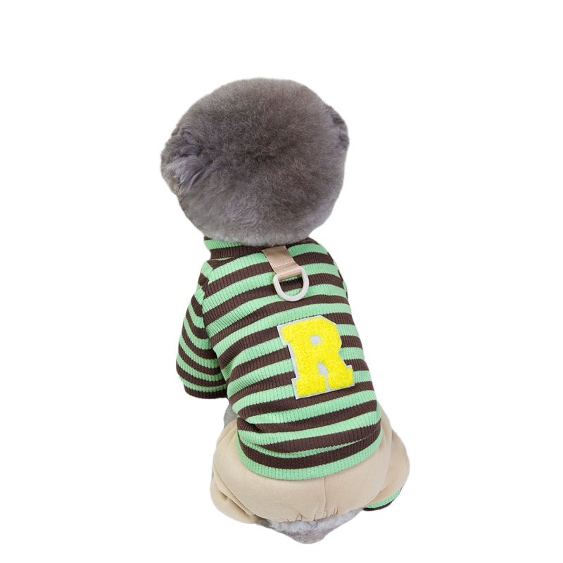 Autumn And Winter Puppy Clothing, Casual Striped Four-legged Thin Warm Hoodie, Small And Medium-sized Dog Bichon Frise Pet Clothing | Purrfect Pet Kingdom