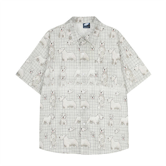 digital-full-print-cartoon-dog-plaid-short-sleeve-shirt-loose-casual-turn-down-collar-summer-shirt-men-luxury-view-1 | Majestic Pet Kingdom