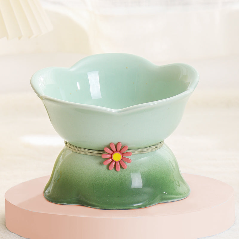 Cute Cat Bowl Ceramic Flower Gradient - Majestic Pet Kingdom