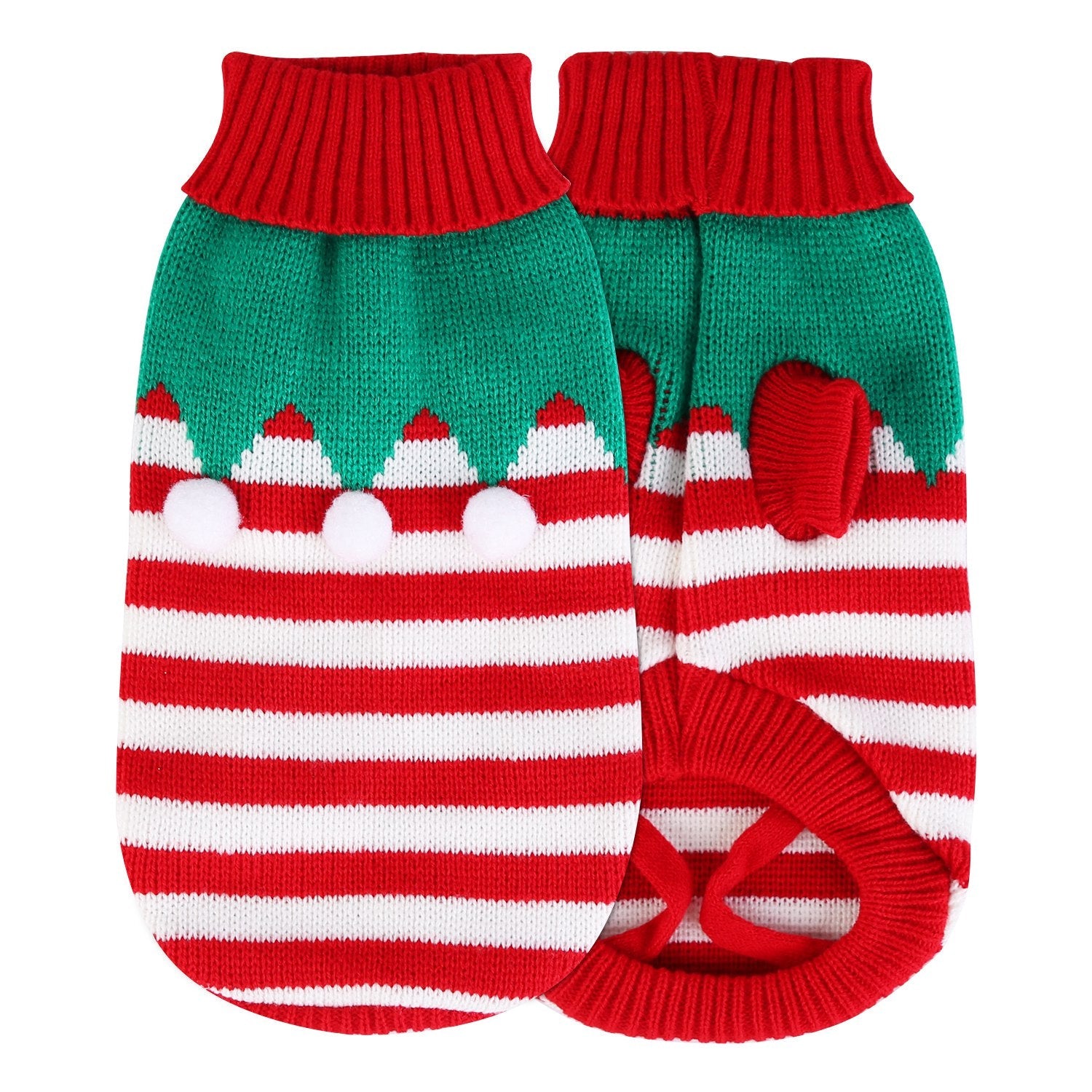 Pet Christmas Turtleneck Sweater Dog Cat Christmas Clothes Snowman Stripes Costume Winter Holiday Sweater for Small Medium Kitten Puppy Cats Dogs - Majestic Pet Kingdom