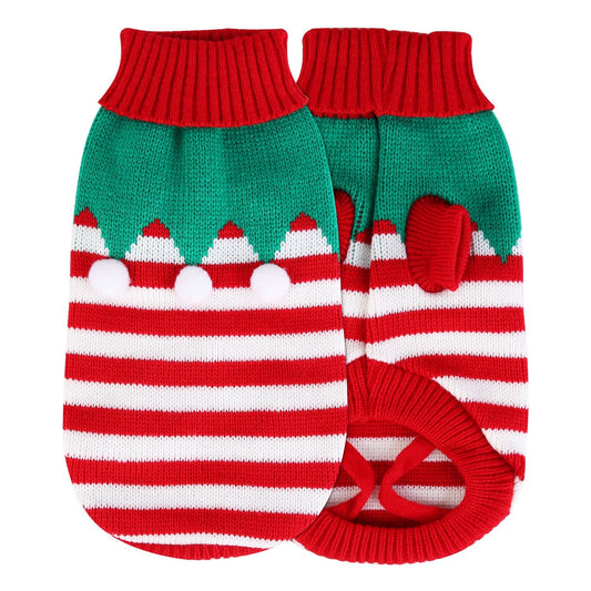 Pet Christmas Turtleneck Sweater Dog Cat Christmas Clothes Snowman Stripes Costume Winter Holiday Sweater for Small Medium Kitten Puppy Cats Dogs - Majestic Pet Kingdom