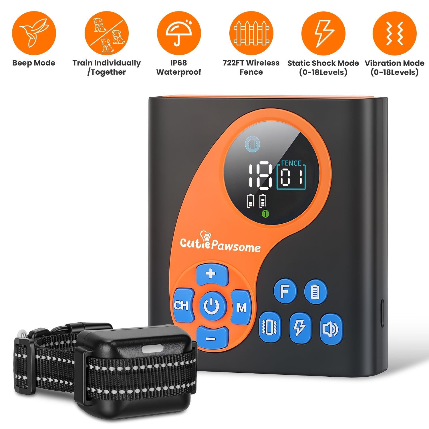 Wireless Dog Fence System with Training Collar - 722FT Range | Purrfect Pet Kingdom
