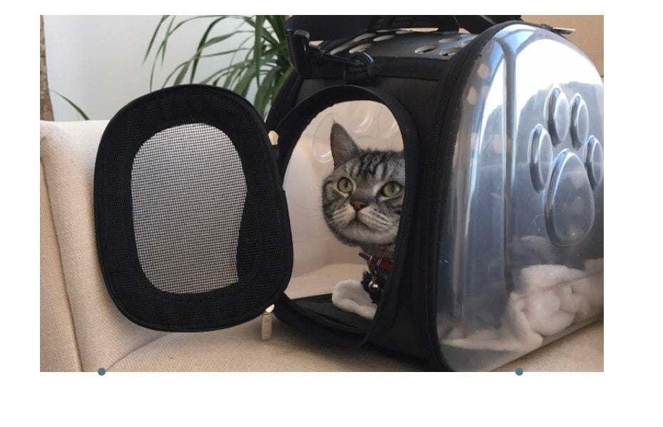 Bag out portable transparent cat dog backpack foldable four-sided breathable Messenger portable cat bag - Majestic Pet Kingdom