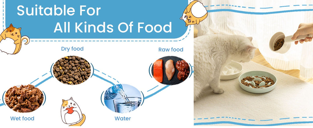 Cat Slow Feeding Bowl Anti-swallowing Healthy Diet Pet Food Bowl Non-slip Whale-shaped Raised Edge Anti-spill-over