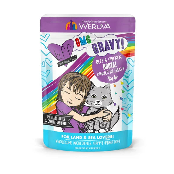 BFF OMG Adult Booya Beef and Chicken Wet Cat Pouch (2.8oz) - Majestic Pet Kingdom