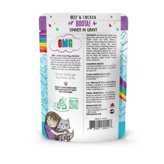 BFF OMG Adult Booya Beef and Chicken Wet Cat Pouch (2.8oz) - Majestic Pet Kingdom