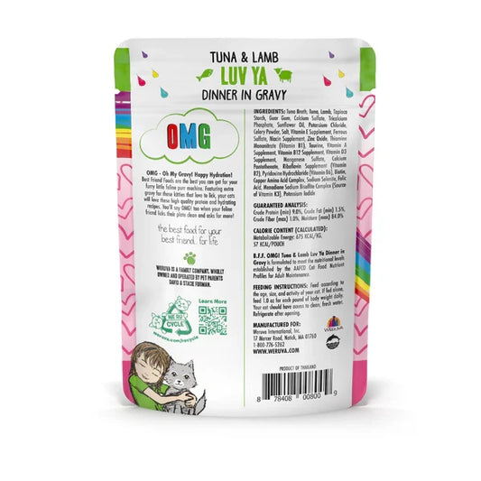 BFF OMG Adult Luv Ya Tuna and Lamb Wet Cat Pouch (3oz) - Majestic Pet Kingdom