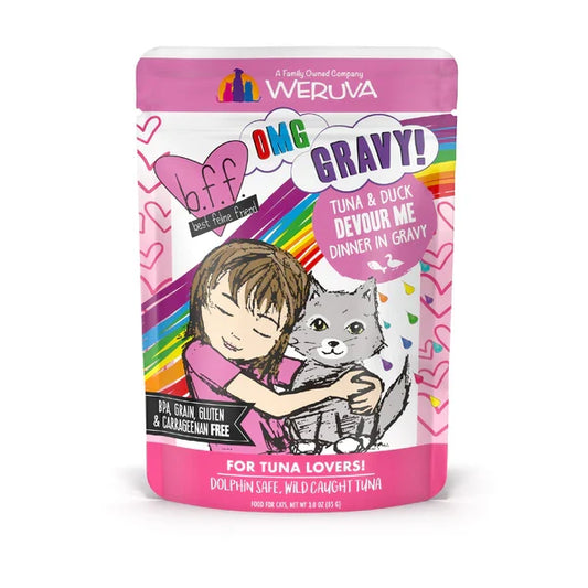 BFF OMG Adult Devour Me Tuna and Duck Cat Wet Pouch (3oz) - Majestic Pet Kingdom