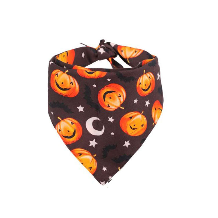 Double-Sided Halloween Pumpkin Dog Bandana