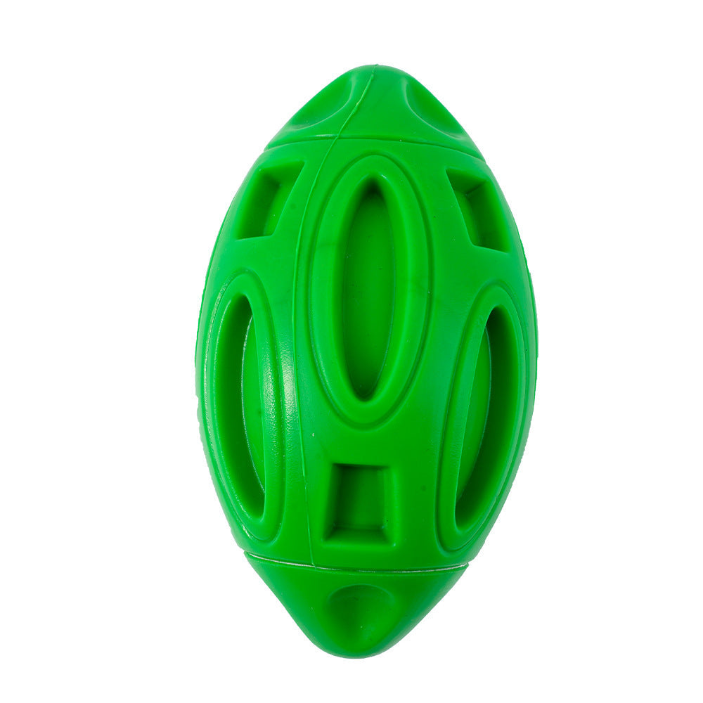 Durable Squeaky Rubber Rugby Dog Toy Ball