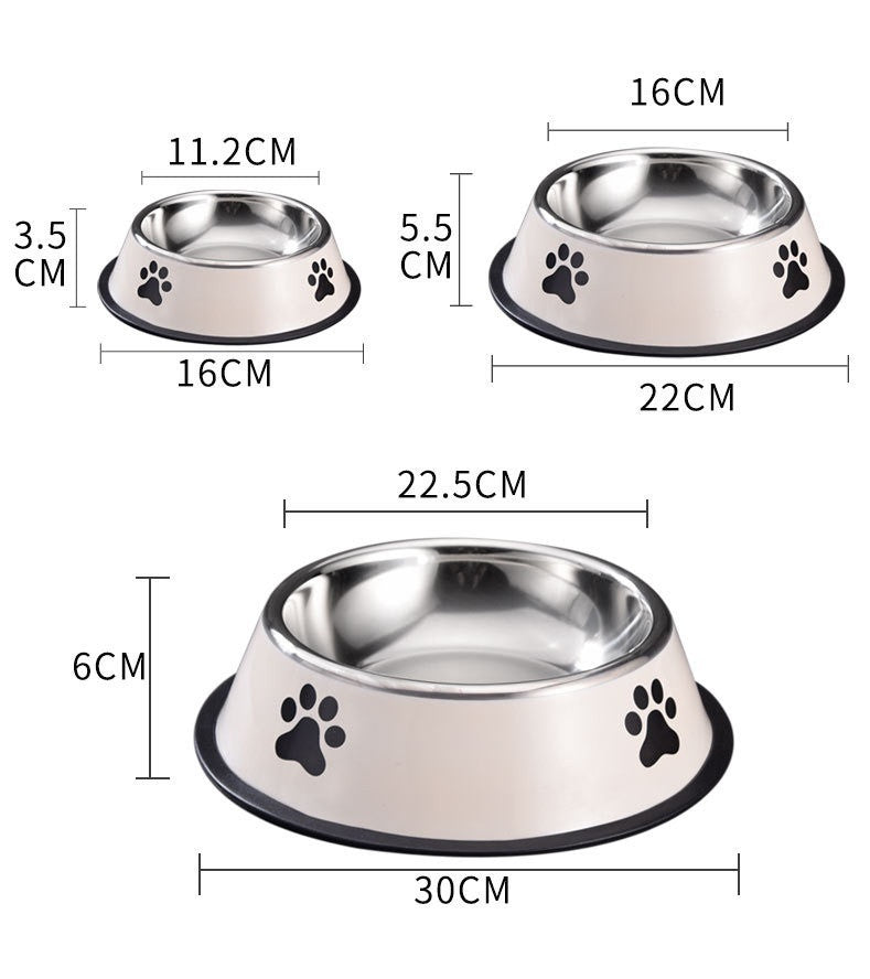 Printed Non-slip Bowl Cat Stainless Steel Food Basin Rice Bowl