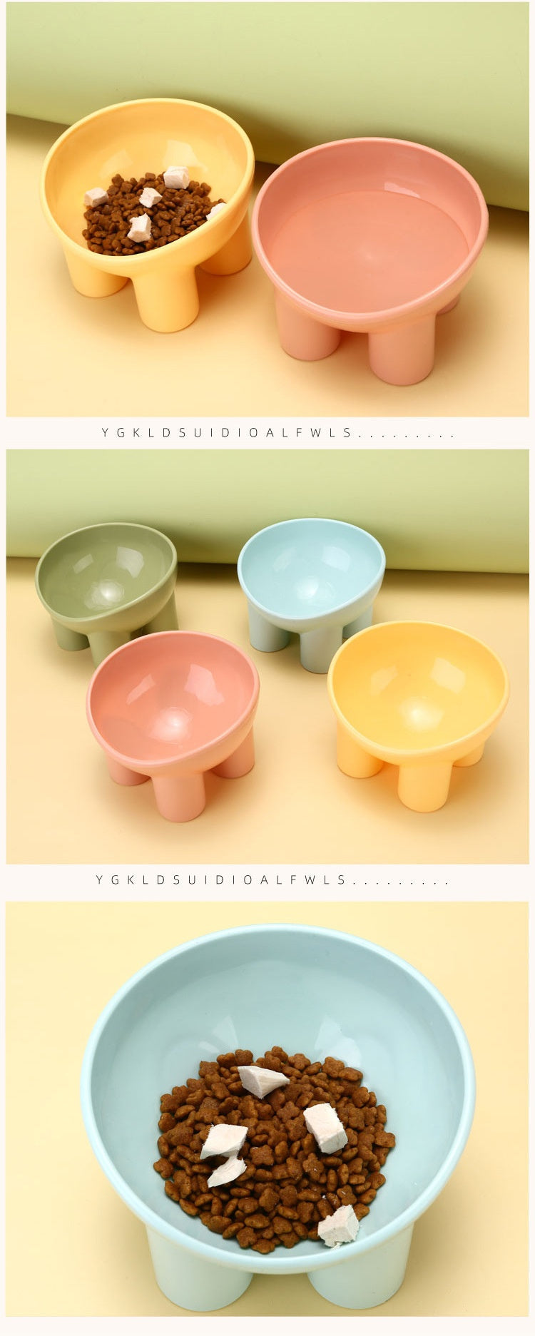 Pet Bowl Cute Cat Basin Double Bowl Neck Protection High Leg Anti-tumble - Majestic Pet Kingdom