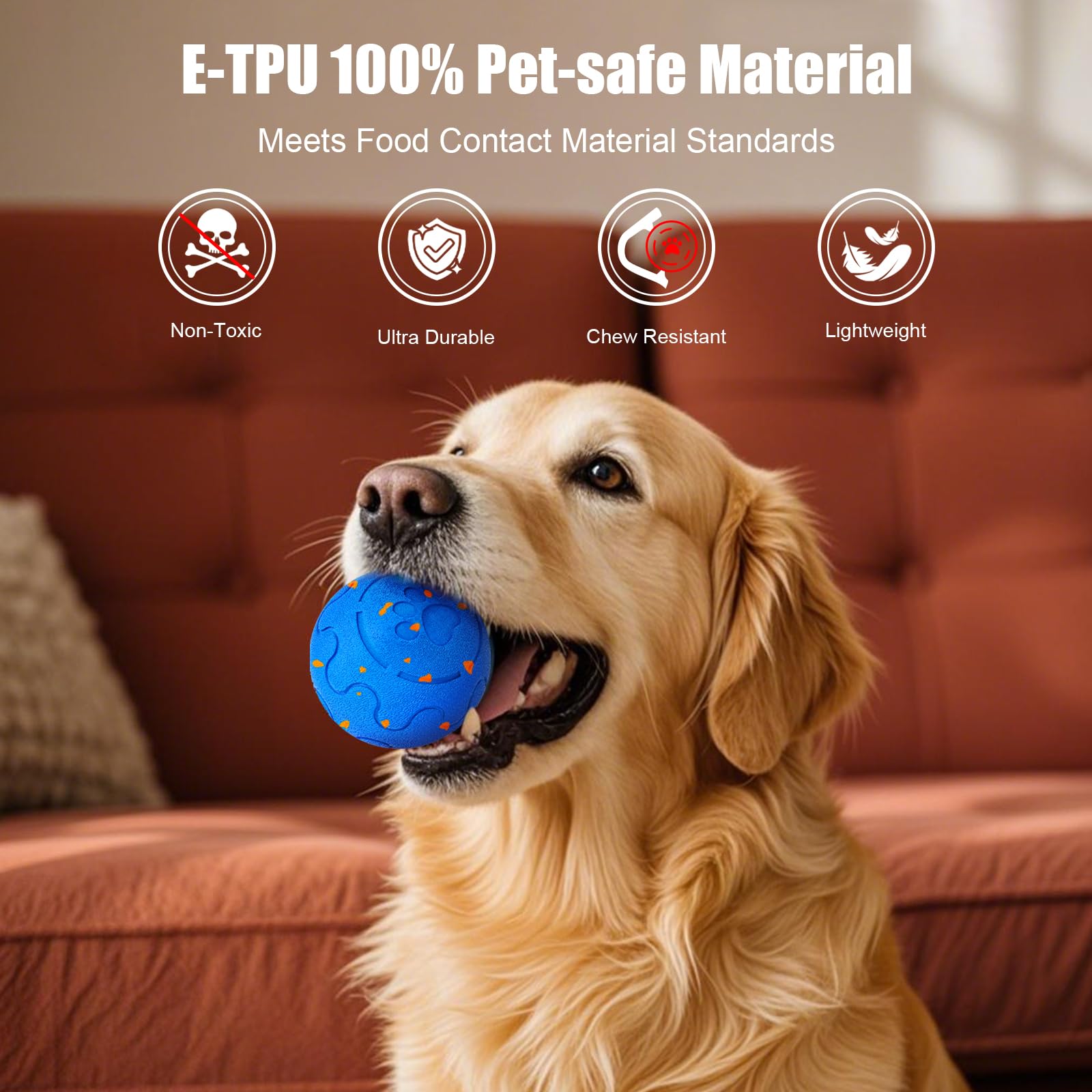 Interactive Dog Ball Toy, Smart Dog Toy For Medium And Large Dogs, Automatic Moving Rotating & Bouncing Ball, Durable E-TPU Material, IP54 Waterproof, Motion-Activated Dog Toy For Active Dogs