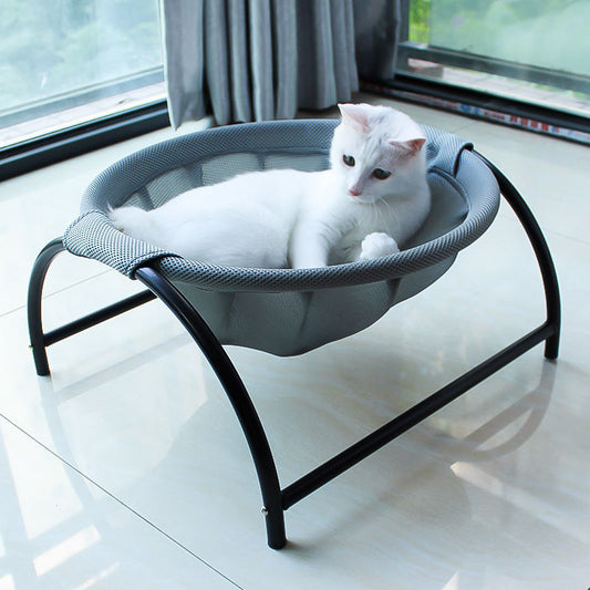 Cat Hammock Free-Standing Breathable Wood Frame Canvas Lounge