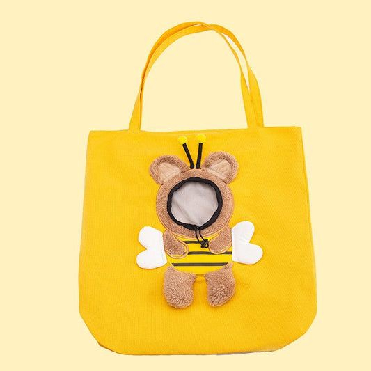 cute-canvas-outdoor-bag-with-exposed-bee-shaped-cat-bag-shoulder-bag-small-dog-tote-bag-luxury-view-1 | Majestic Pet Kingdom