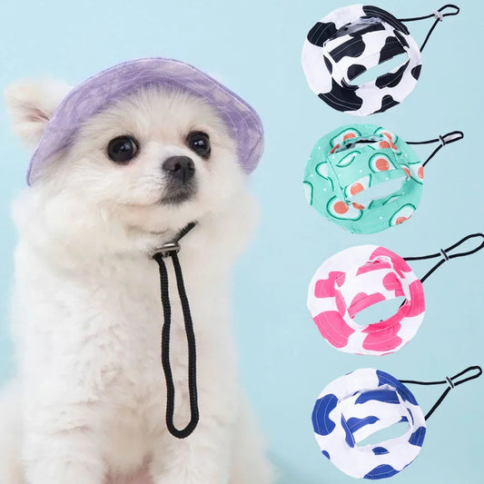 fashion-dog-hat-adjustable-pet-bucket-hats-with-ear-holes-summer-outdoor-round-brim-sun-hat-samll-dogs-cats-pet-supplies-luxury-view-1 | Majestic Pet Kingdom