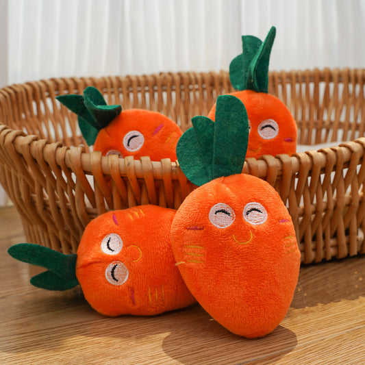 Double Bone Chicken Leg Fruit Carrot Vegetable Pet Dog Cat Plush Squeaky Durable Chew Toy Supplies - Detail Angle 2 | Majestic Pet Kingdom