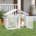 8-Panel Tall Plastic Dog Fence Indoor Outdoor Puppy Pen with Locking Door-White - Majestic Pet Kingdom