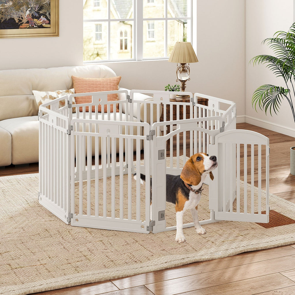 8-Panel Tall Plastic Dog Fence Indoor Outdoor Puppy Pen - Majestic Pet Kingdom