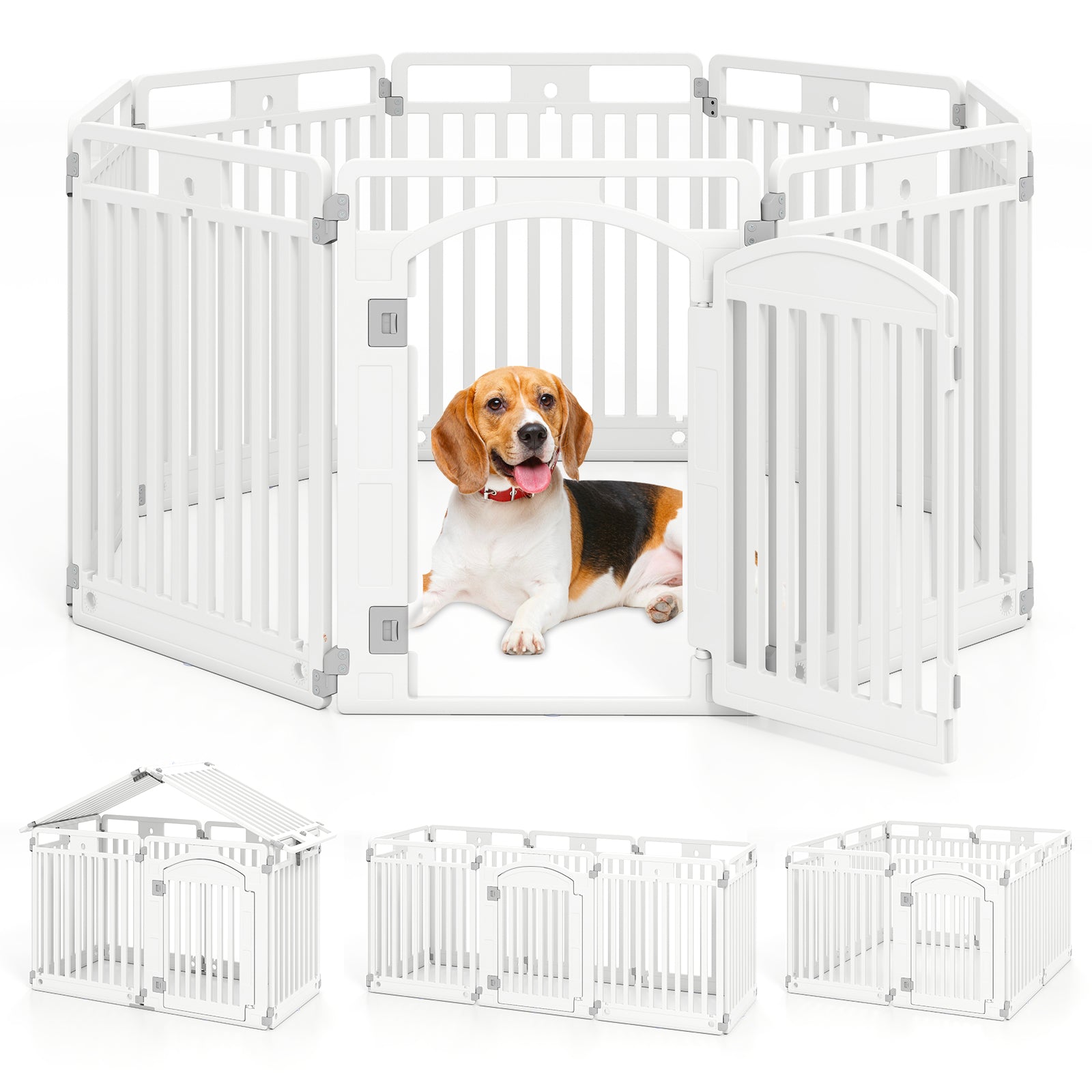 Dog Playpen 8-Panel Tall Plastic Exercise Pen Indoor Outdoor - Detail Angle 3 | Majestic Pet Kingdom