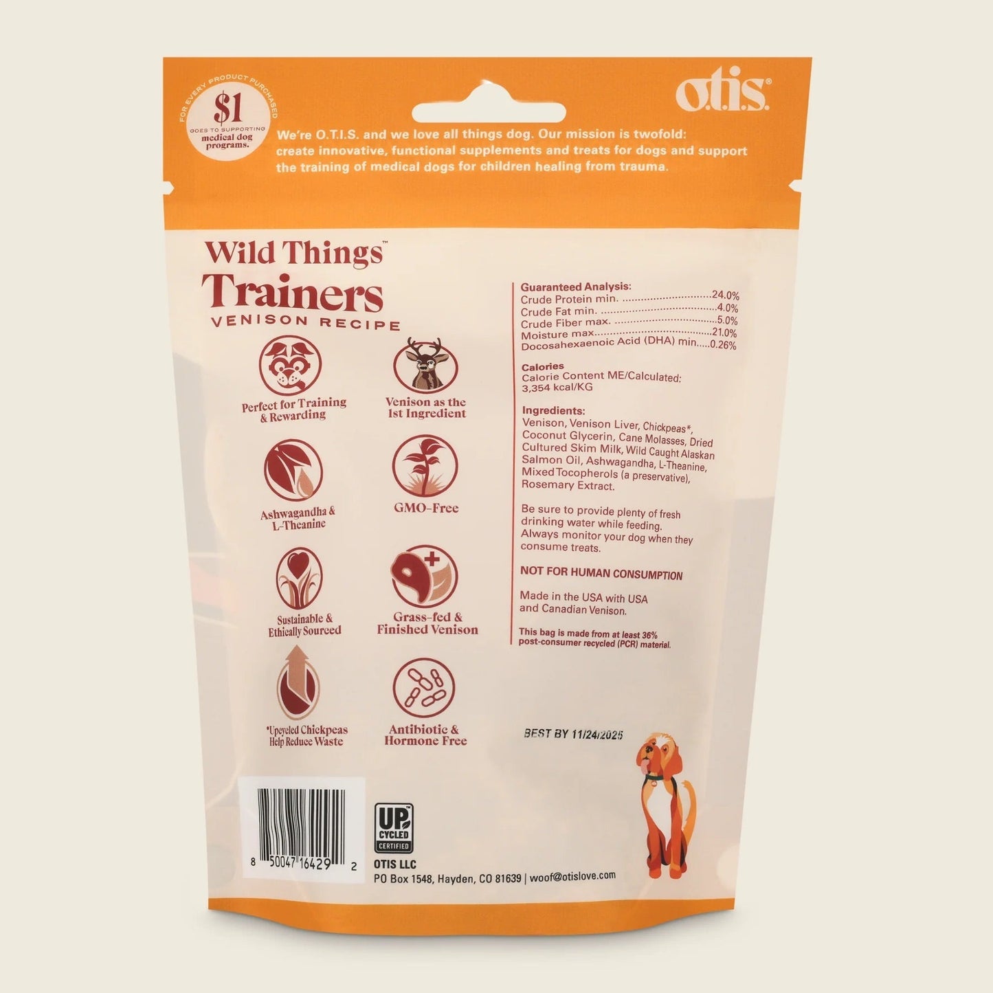 Dog Treats Otis Real Venison Natural Training Bites 4oz Bag