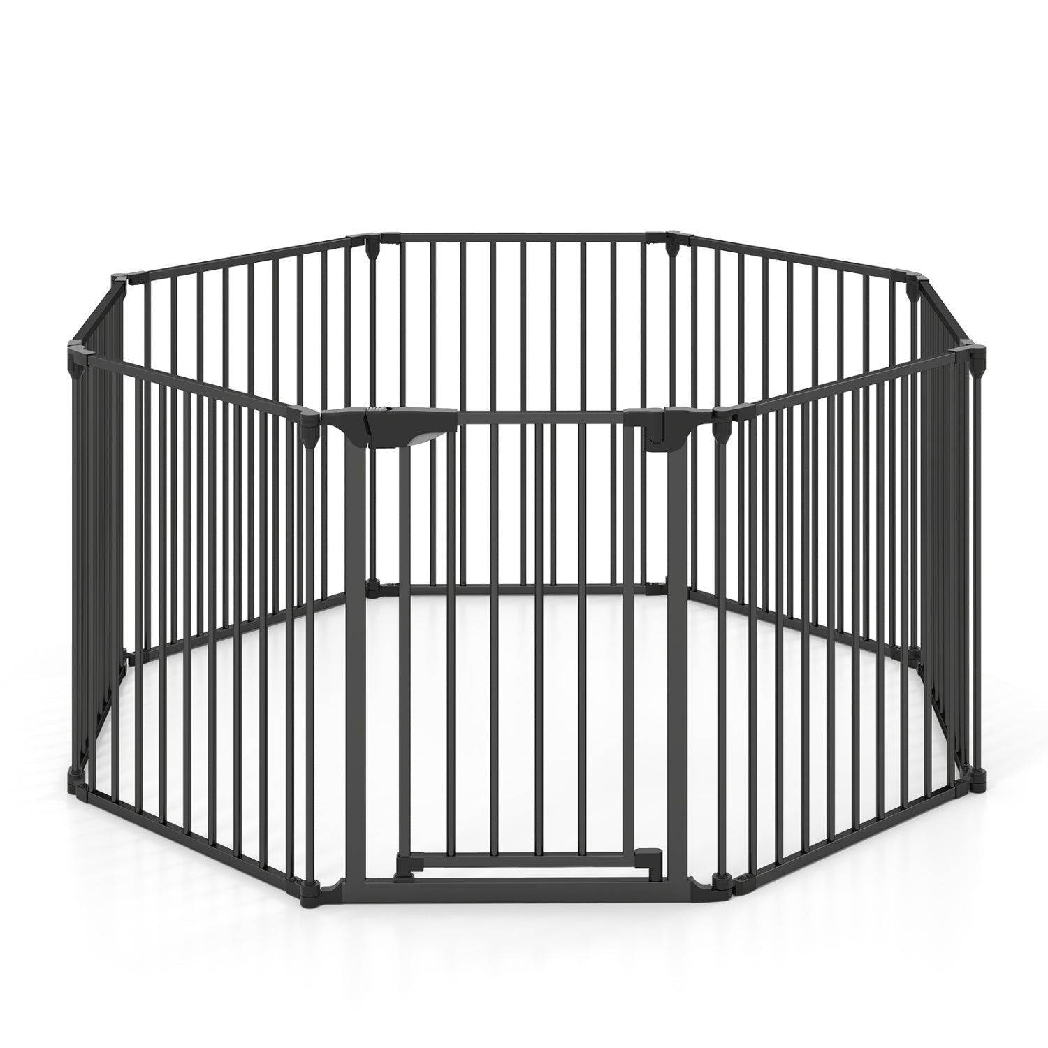 8-Panel Extra Wide Baby Gate Adjustable Pet Safety Fence with Auto-close Door