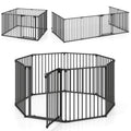 8-Panel Extra Wide Baby Gate Adjustable Pet Safety Fence with Auto-close Door