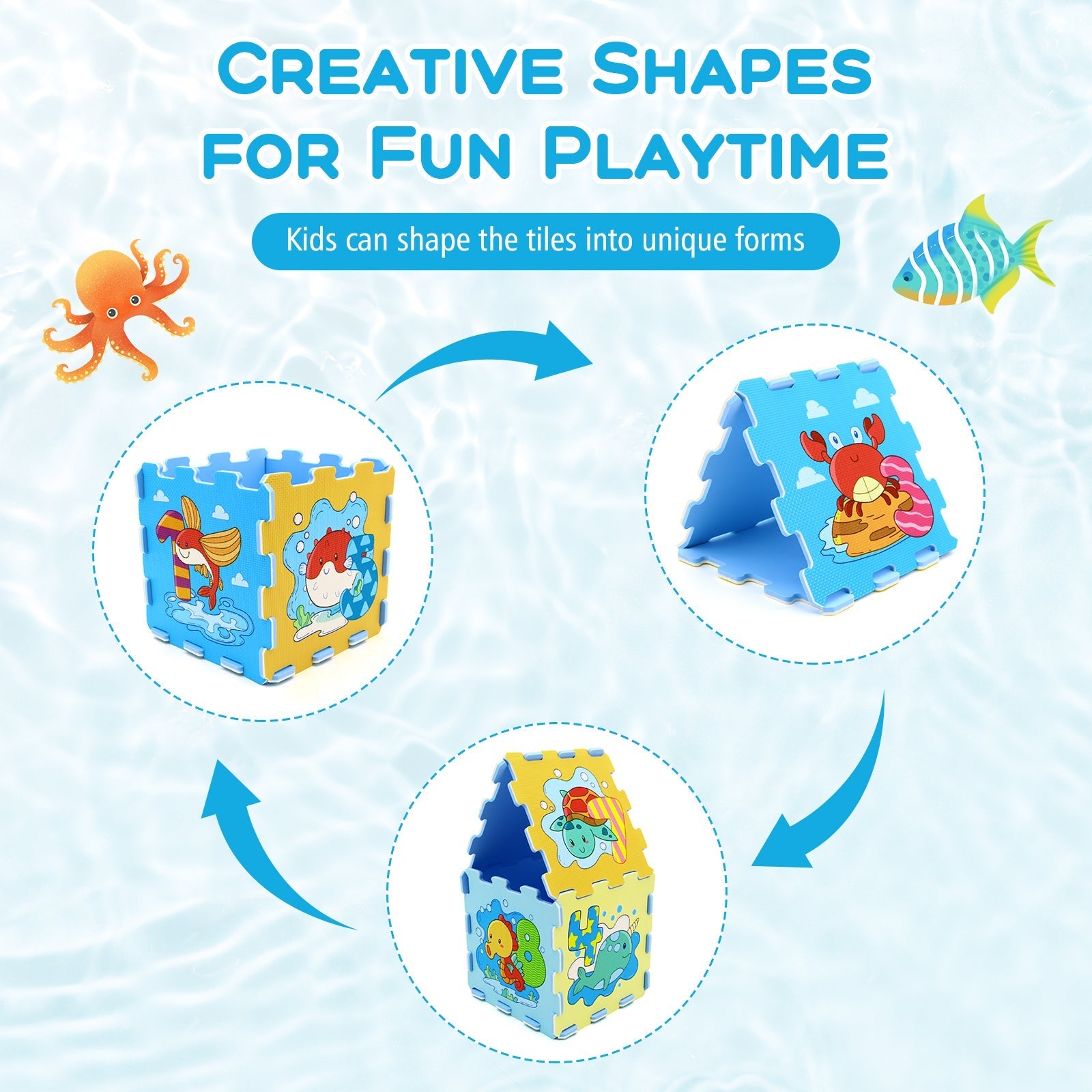 8-Piece Educational Interlocking Baby Play Mat with Animals and Numbers