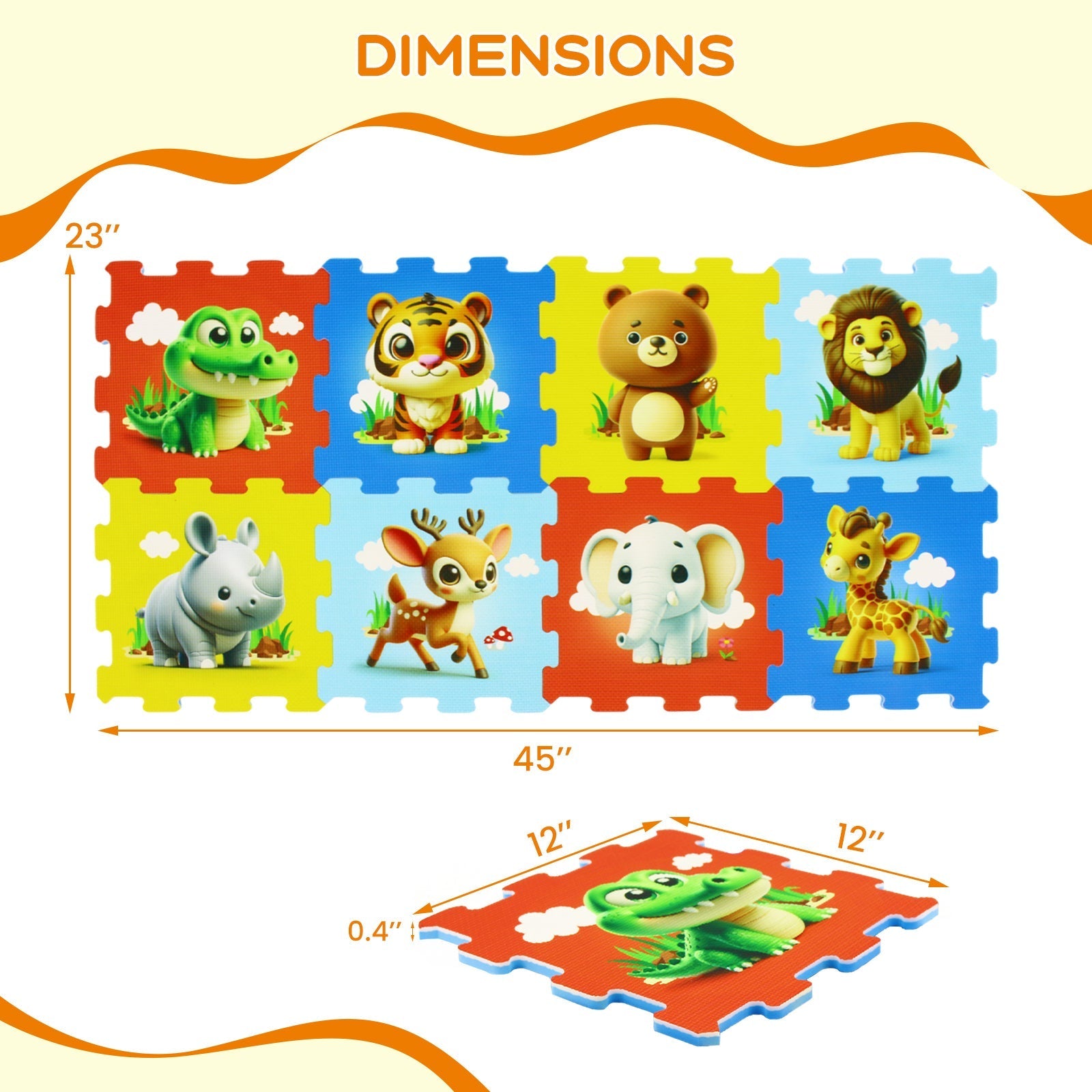 8-Piece Educational Animal Interlocking Baby Play Mat