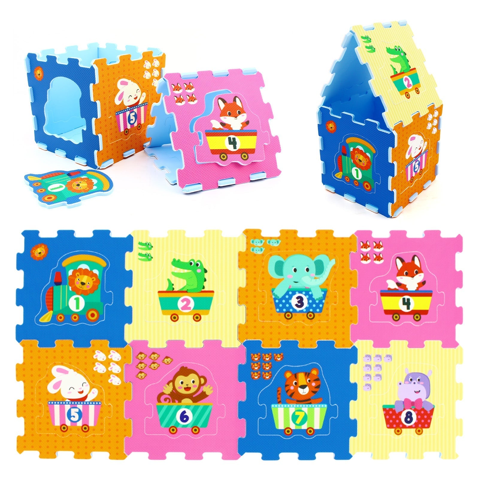 8-Piece Interlocking Baby Floor Puzzle Tiles with Educational Numbers | Purrfect Pet Kingdom