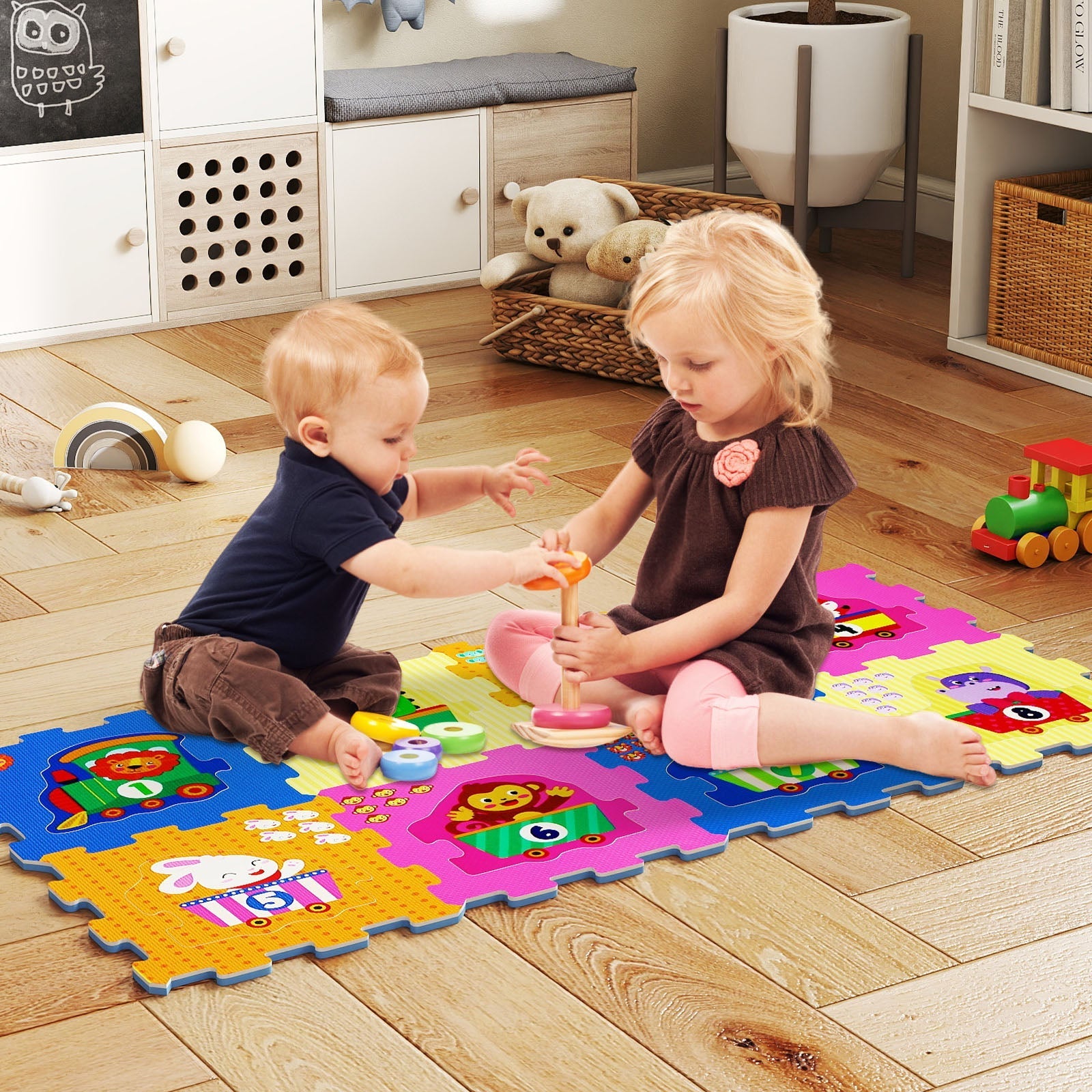 8-Piece Interlocking Baby Floor Puzzle Tiles with Educational Numbers | Purrfect Pet Kingdom