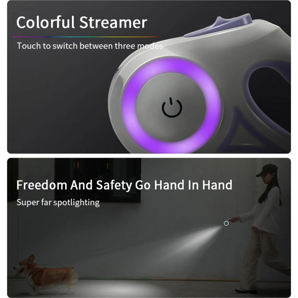 3M & 5M Retractable Dog Leash with LED Light - Pet Lead