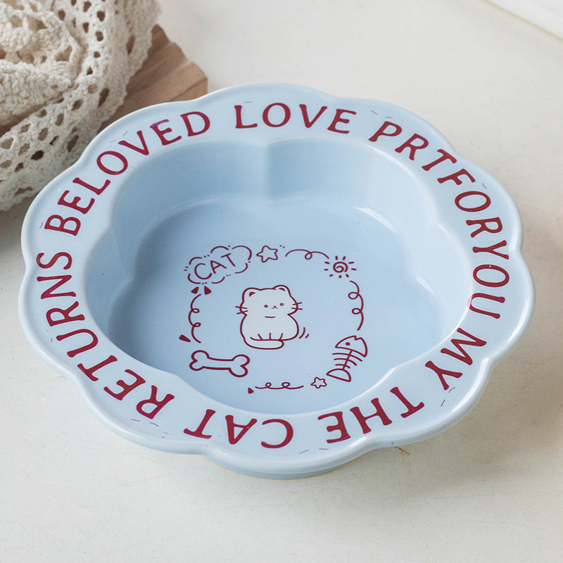 Neck Anti-tumble Acrylic Lace Ceramic Cat Bowl - Majestic Pet Kingdom