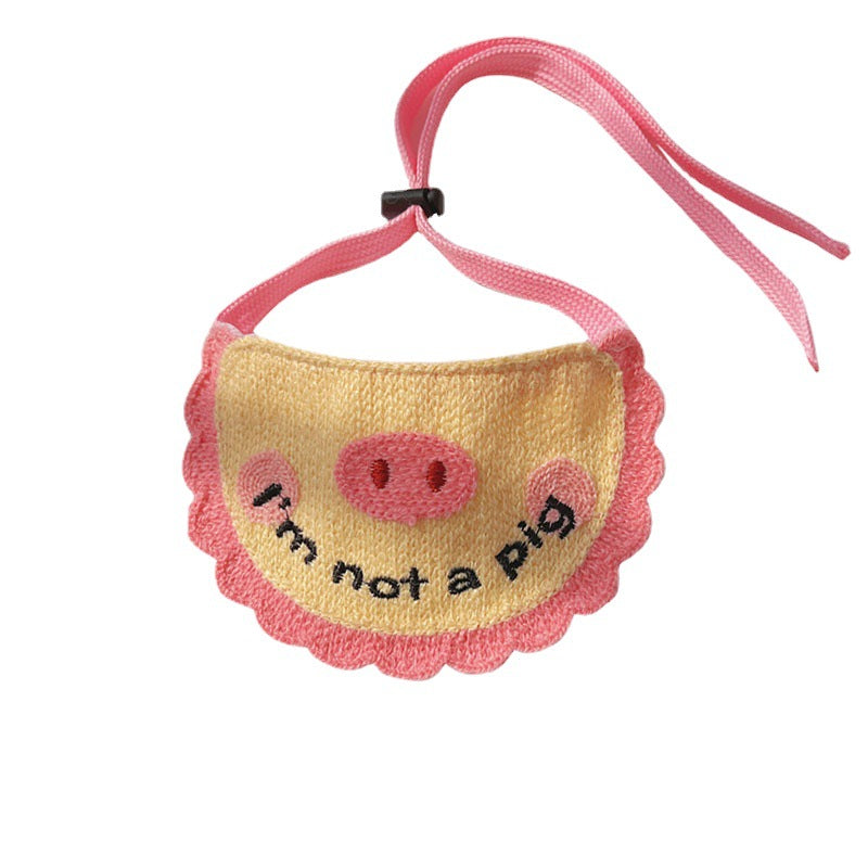 Pet-style Lace-up Embroidered Cat Bib