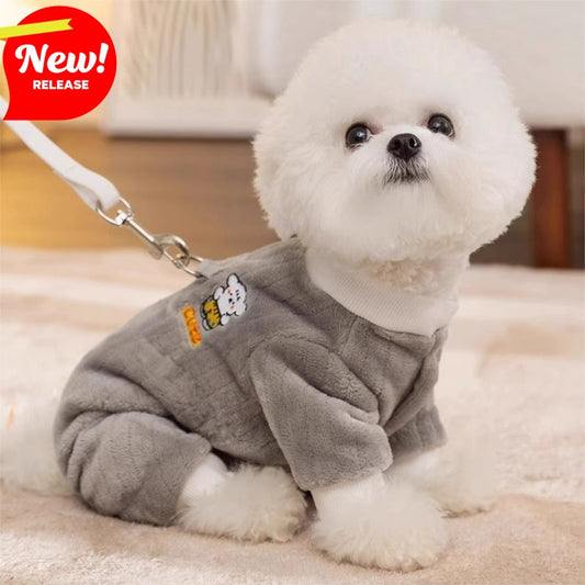 Autumn And Winter Warm Cartoon Dog Four-legged Coat, Bear Towing Fleece Coat, Cat Small Dog Bichon Frise Pet Dog Clothes - Majestic Pet Kingdom
