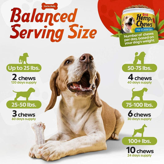Hemp Hip & Joint Supplement for Dogs 120 Count Glucosamine
